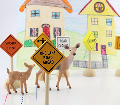 Toy Wooden Road Construction Traffic Sign Set