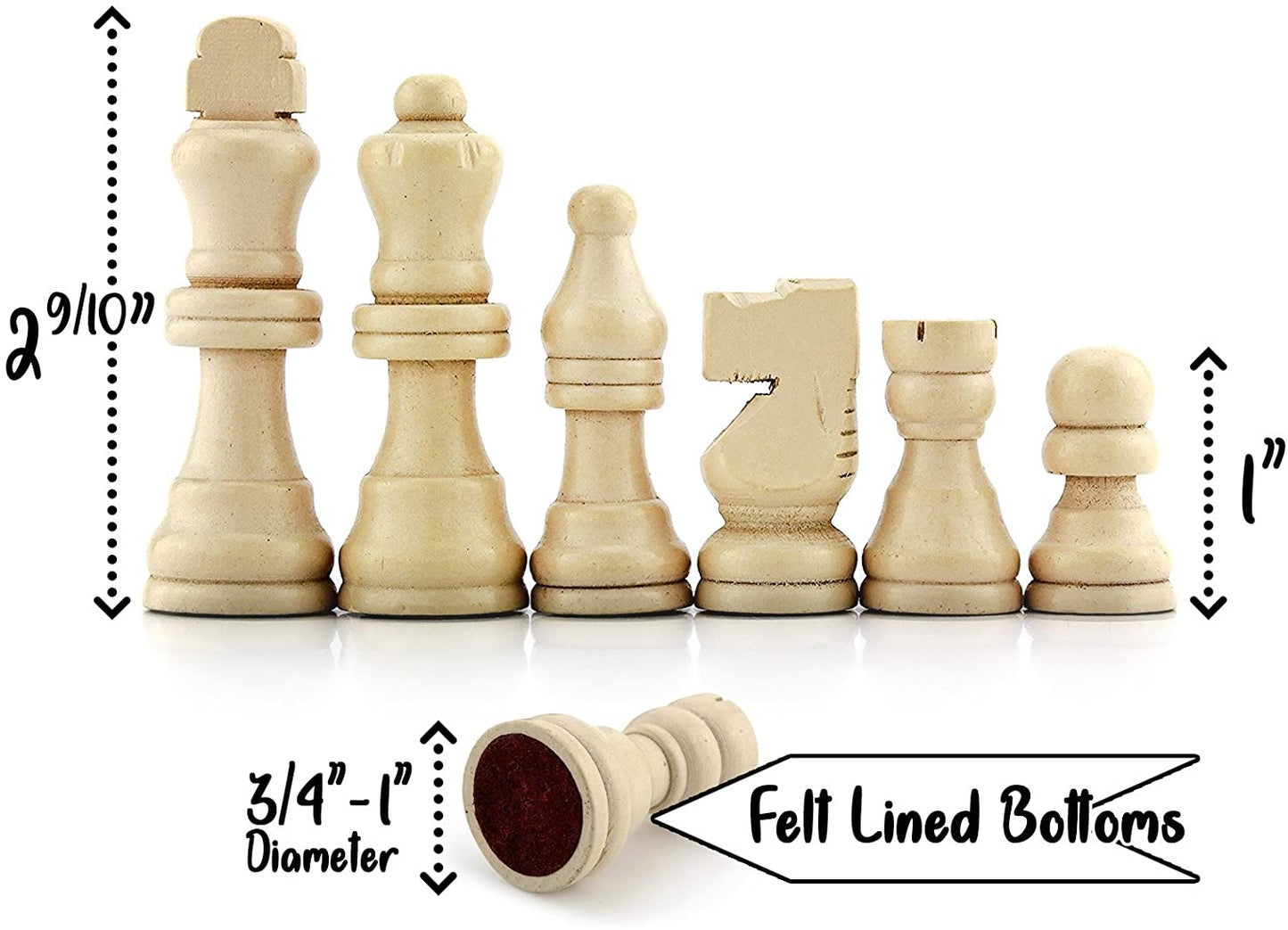 Complete Wooden Chess Pieces (32 Pieces)